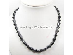 Mens Magnetic Hematite 8X10mm Bicone Beads Strands Necklace